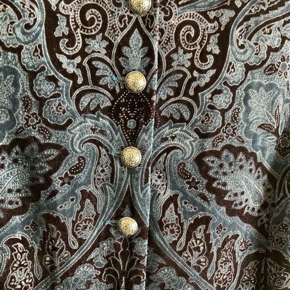 Coldwater Creek Velvet Paisley Jacket Blue & Brown Print Size X-Large women’s - Picture 7 of 13